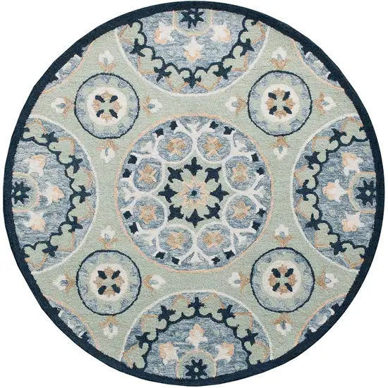 Wool Floral Hand Tufted Round Rug Photo 2
