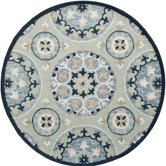 Wool Floral Hand Tufted Round Rug Photo 5
