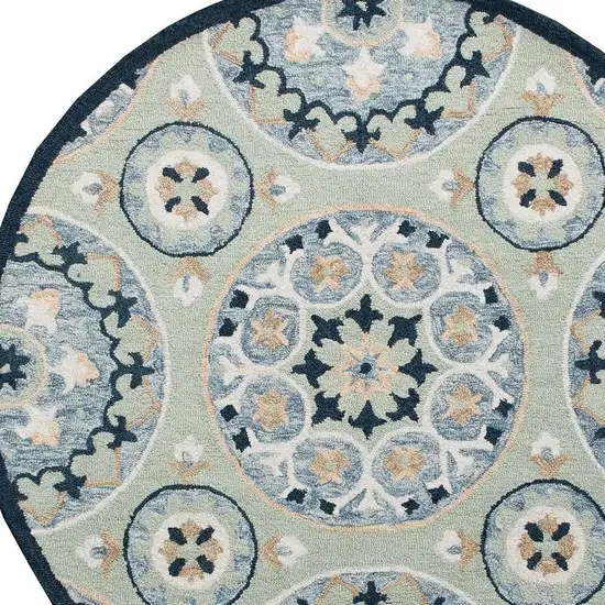 Wool Floral Hand Tufted Round Rug Photo 4