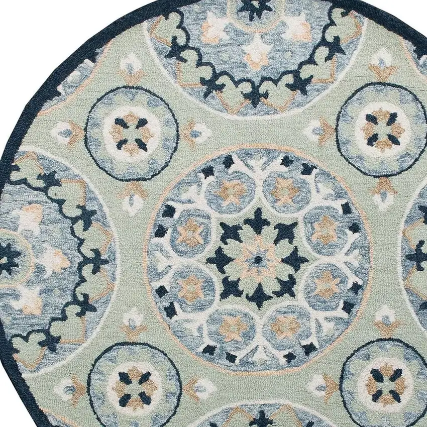 Wool Floral Hand Tufted Round Rug Photo 4