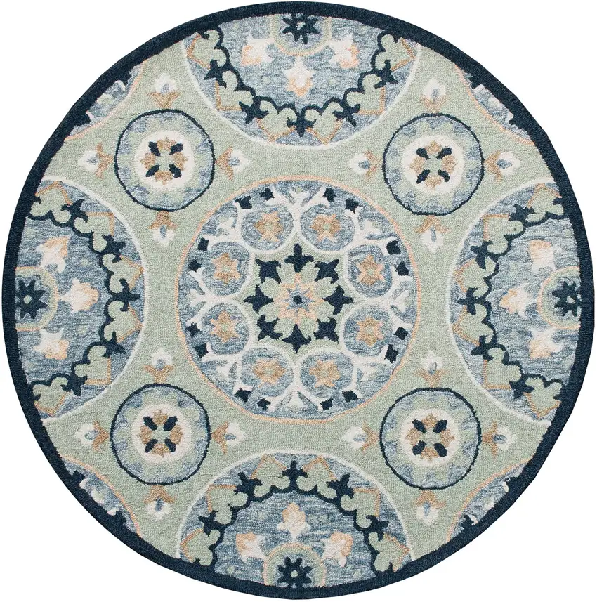 Wool Floral Hand Tufted Round Rug Photo 5