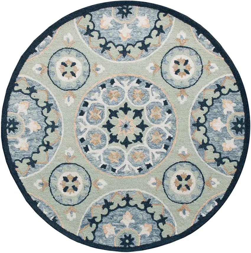 Wool Floral Hand Tufted Round Rug Photo 2