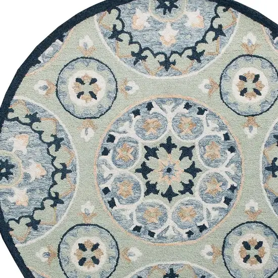 Wool Floral Hand Tufted Round Rug Photo 4