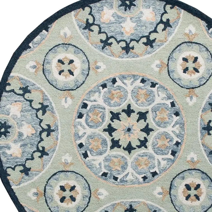 Wool Floral Hand Tufted Round Rug Photo 4