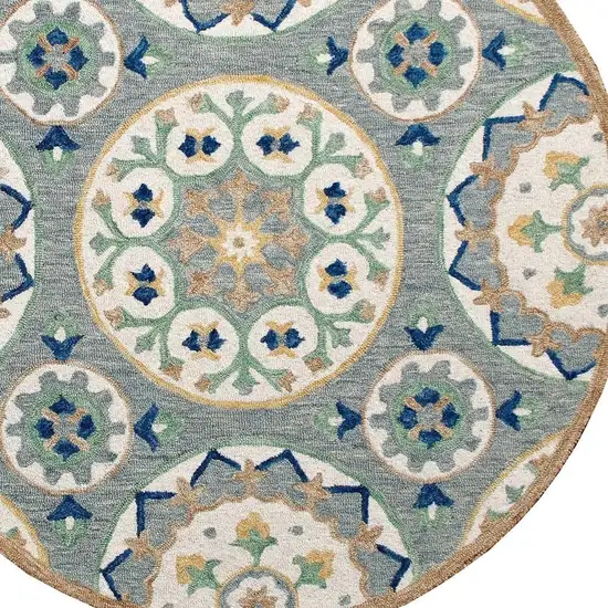 Wool Floral Hand Tufted Round Rug Photo 4