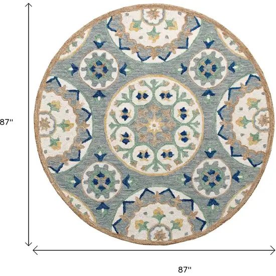 Wool Floral Hand Tufted Round Rug Photo 3