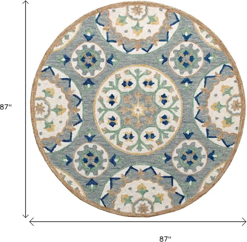 Wool Floral Hand Tufted Round Rug Photo 3