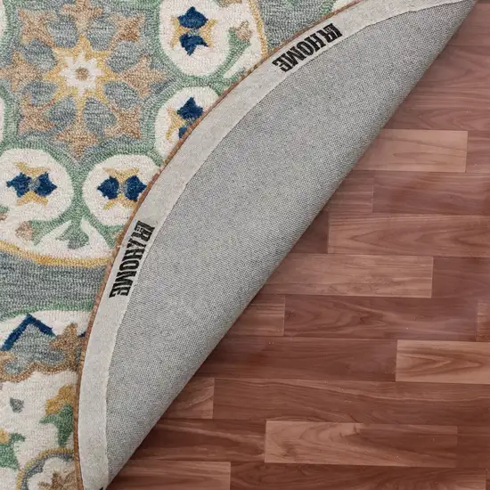 Wool Floral Hand Tufted Round Rug Photo 7