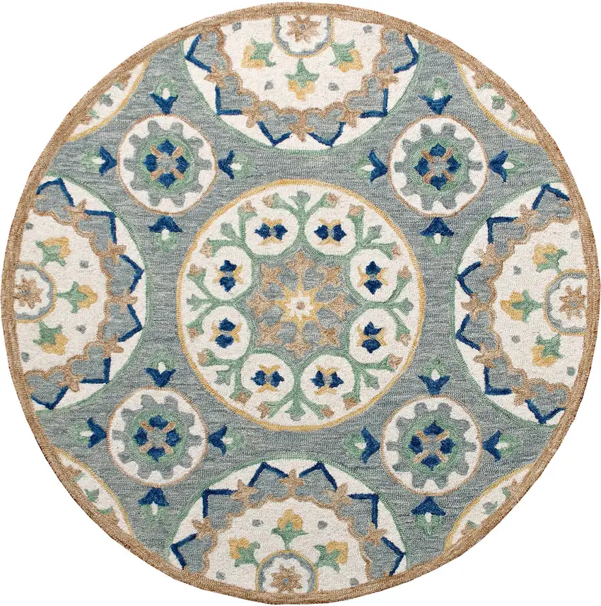 Wool Floral Hand Tufted Round Rug Photo 4
