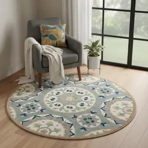 Photo of Wool Floral Hand Tufted Round Rug