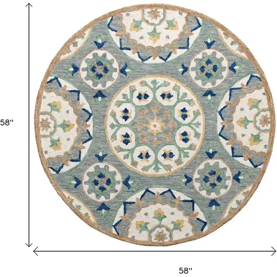 Wool Floral Hand Tufted Round Rug Photo 3