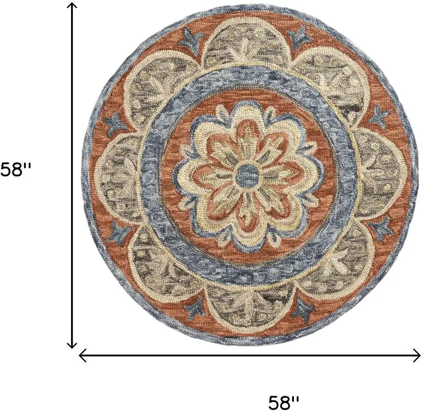 Wool Floral Hand Tufted Round Rug Photo 3