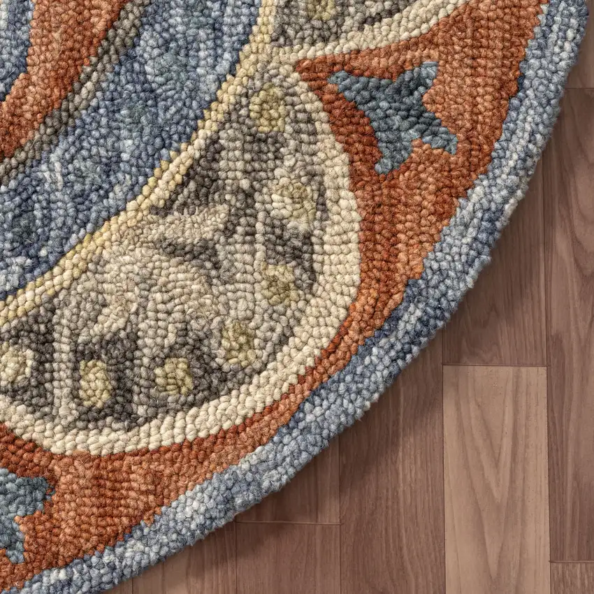 Wool Floral Hand Tufted Round Rug Photo 7