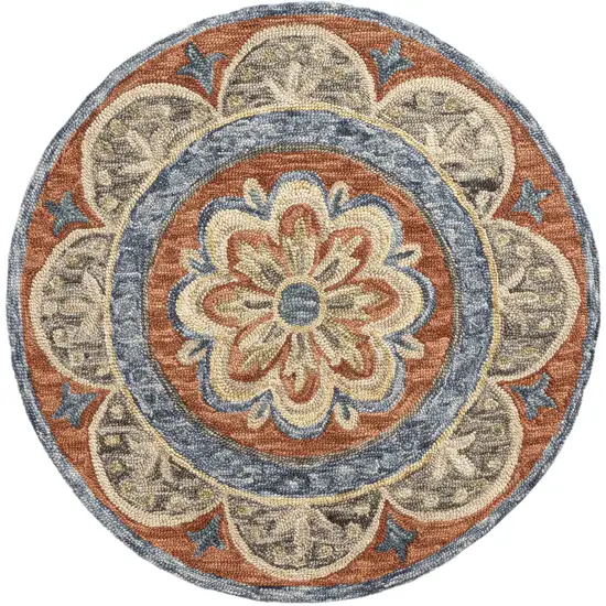 Wool Floral Hand Tufted Round Rug Photo 2