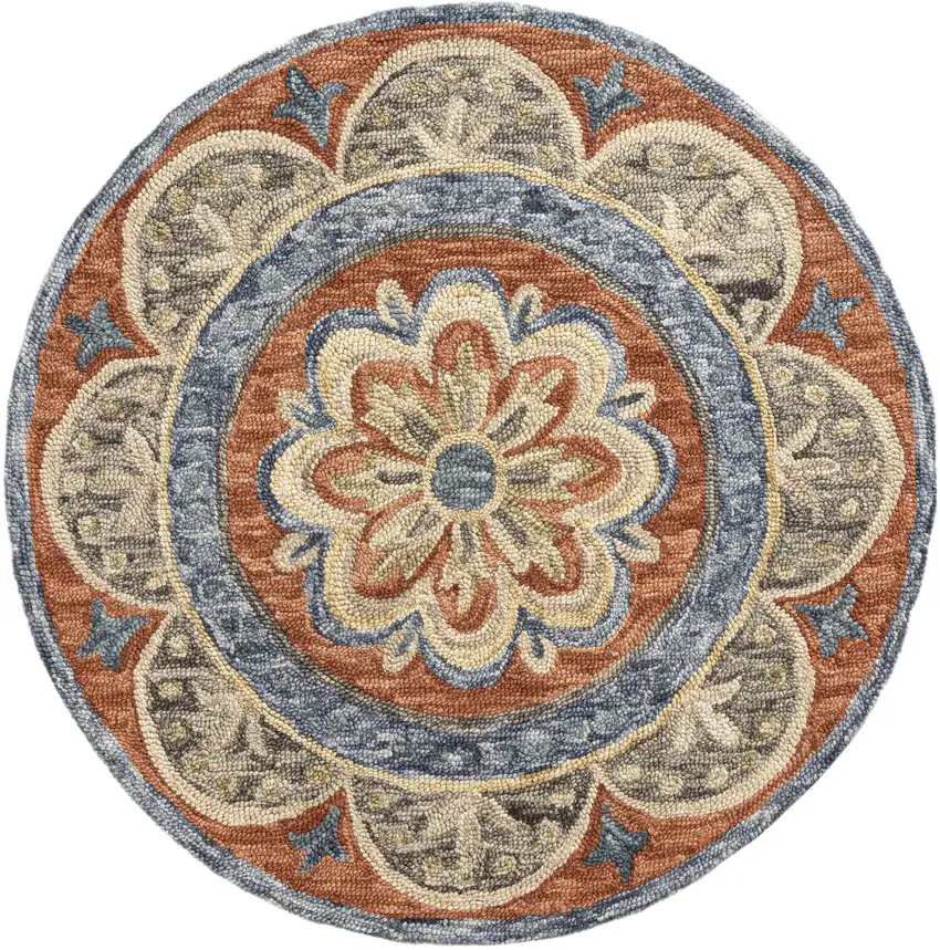 Wool Floral Hand Tufted Round Rug Photo 2