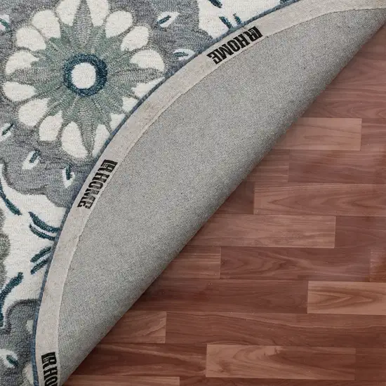 Wool Floral Hand Tufted Washable Round Rug Photo 7