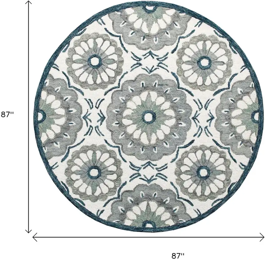 Wool Floral Hand Tufted Washable Round Rug Photo 3