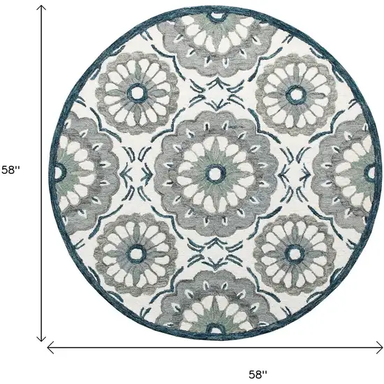 Wool Floral Hand Tufted Washable Round Rug Photo 3
