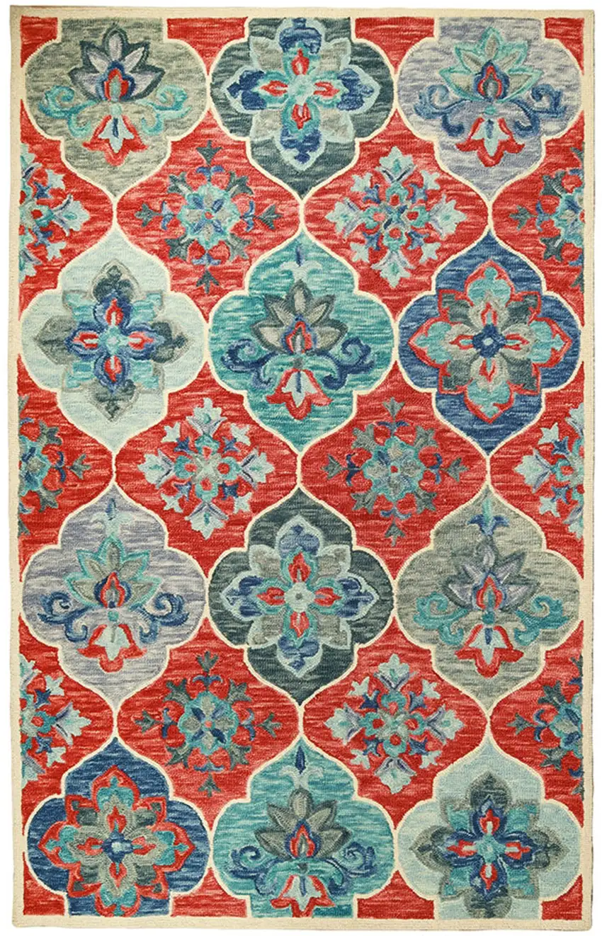 Wool Geometric Tufted Stain Resistant Area Rug Photo 1