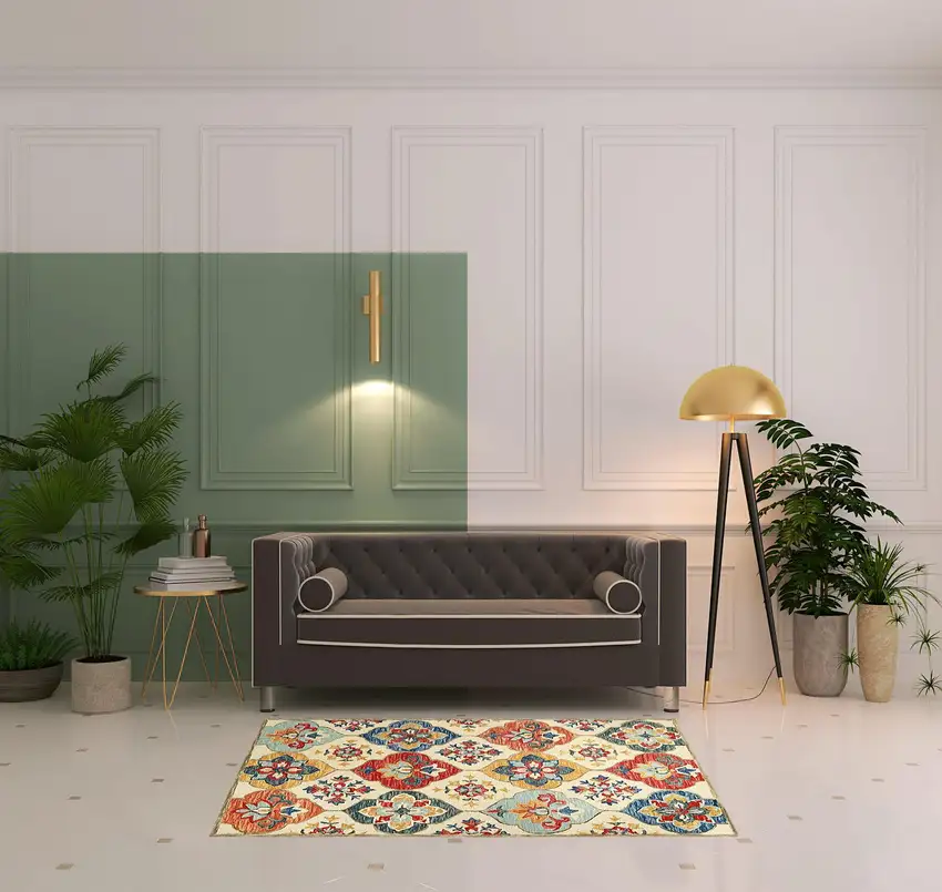 Wool Geometric Tufted Stain Resistant Area Rug Photo 7