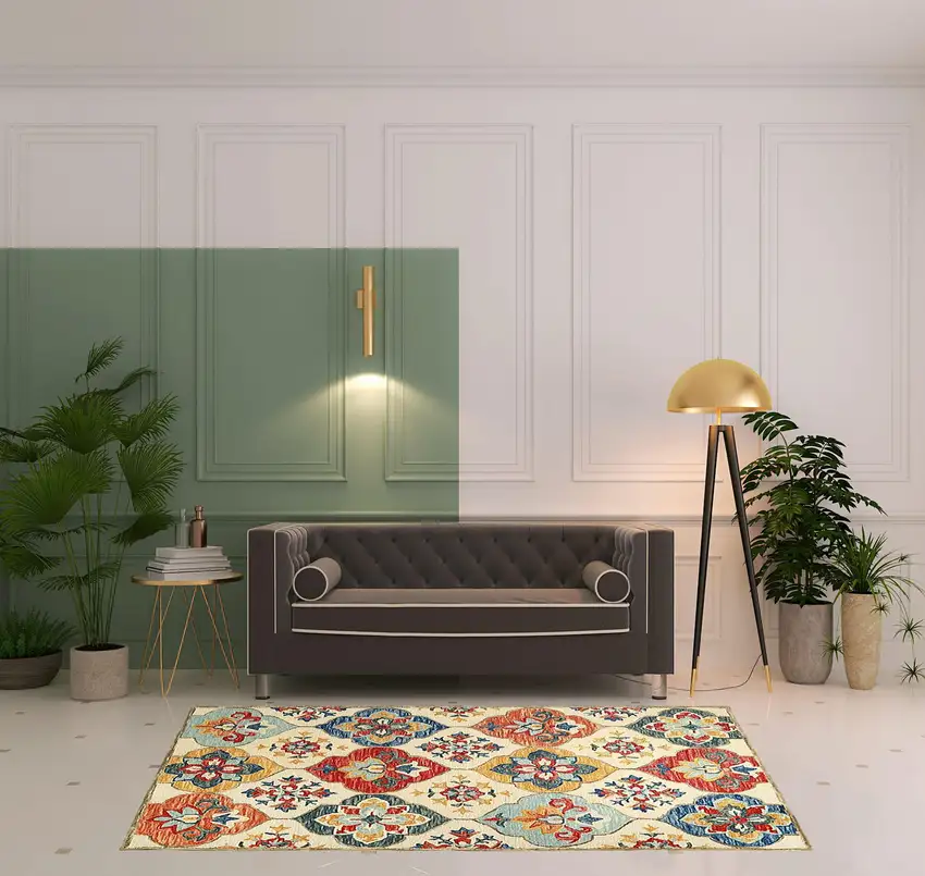 Wool Geometric Tufted Stain Resistant Area Rug Photo 7