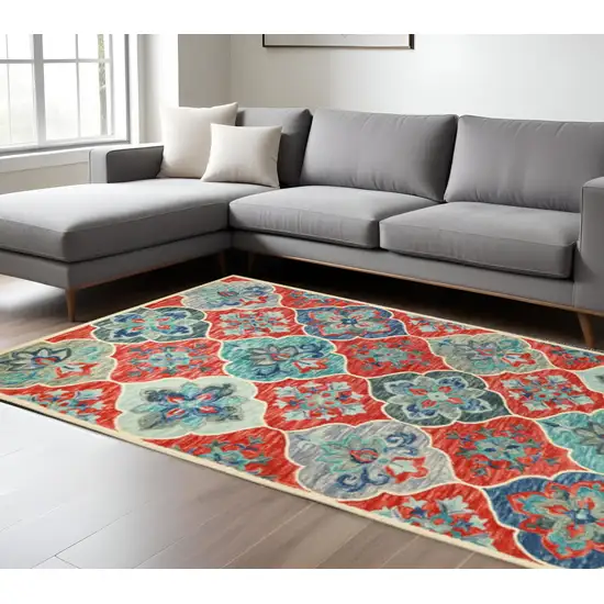 Blue And Beige Wool Geometric Hand Tufted Area Rug Photo 1