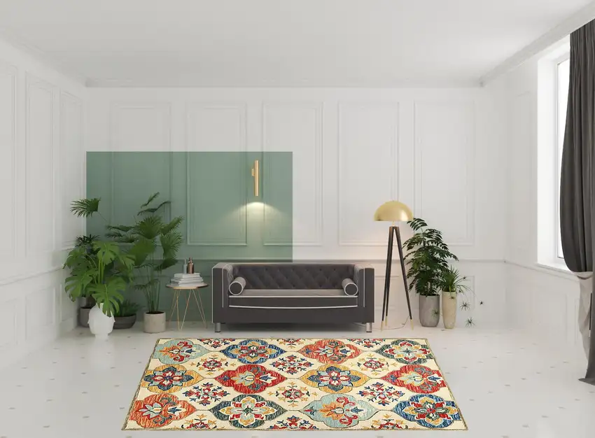 Wool Geometric Tufted Stain Resistant Area Rug Photo 7