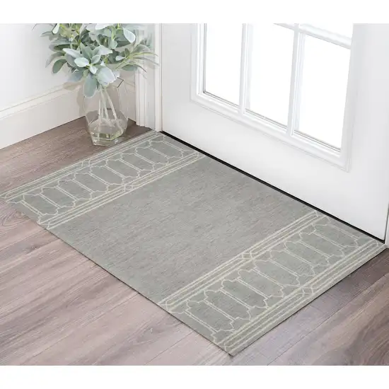 Gray Wool Ogee Hand Tufted Area Rug Photo 1