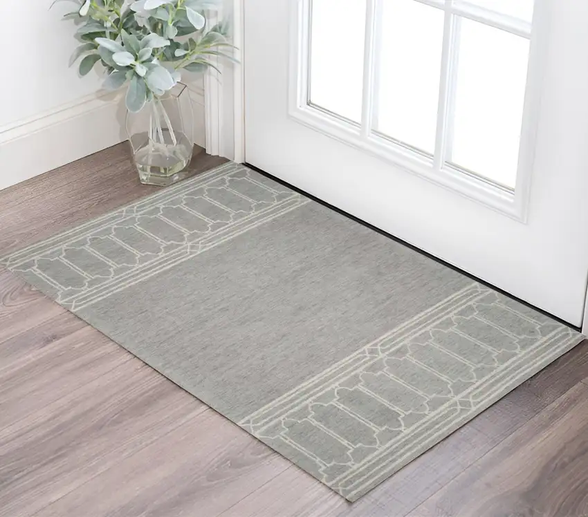 Gray Wool Ogee Hand Tufted Area Rug Photo 1