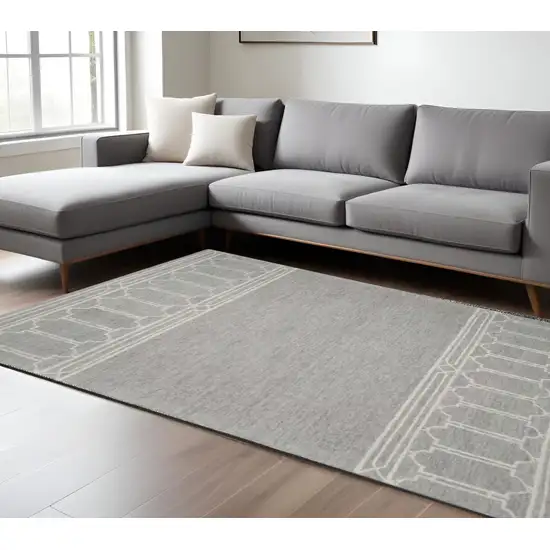 Gray And Ivory Wool Geometric Hand Tufted Area Rug Photo 1