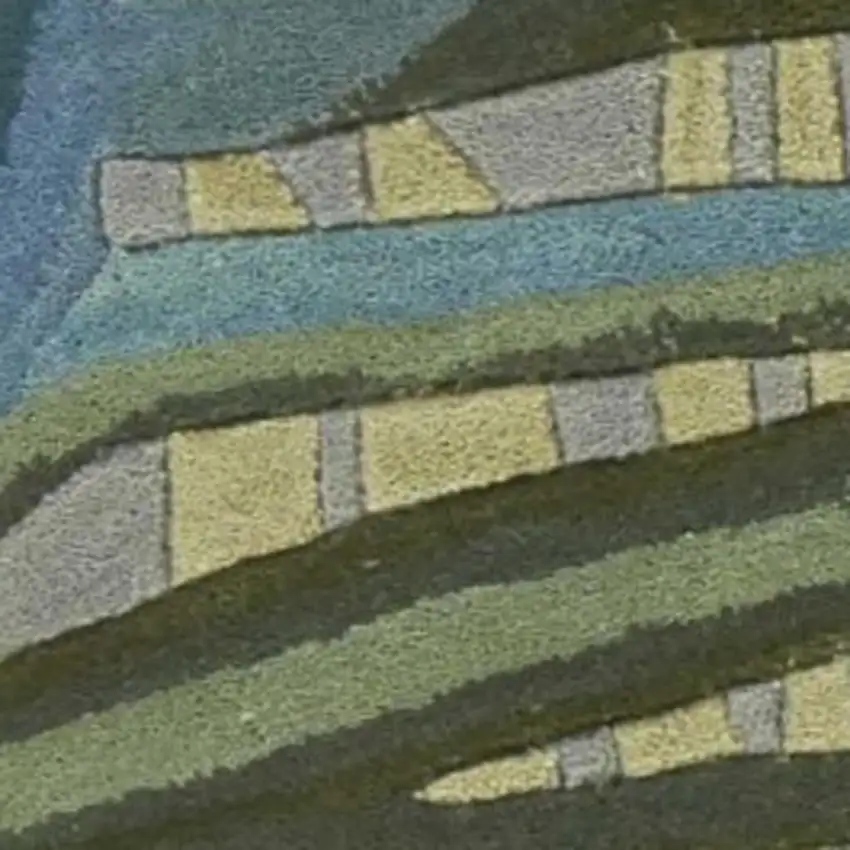 Blue And Gray Wool Tropical Botanical Hand Tufted Area Rug Photo 3