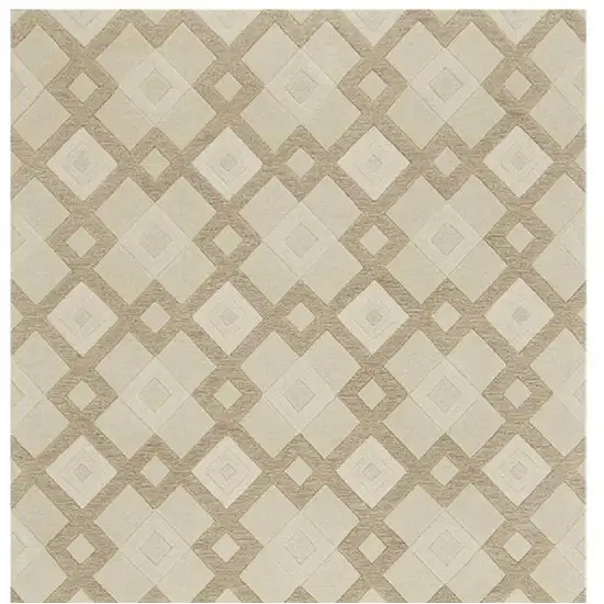 Ivory And Brown Wool Geometric Hand Tufted Area Rug Photo 4