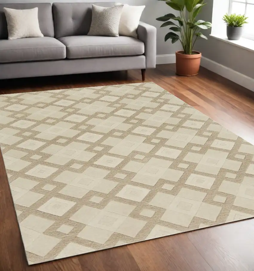 Wool Ivory  Area Rug Photo 1