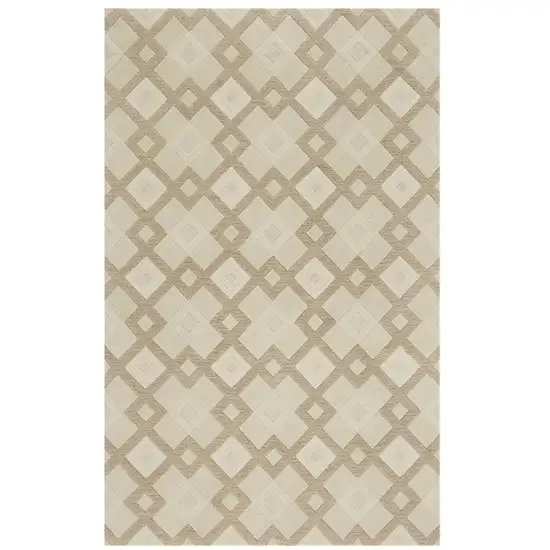 Ivory And Brown Wool Geometric Hand Tufted Area Rug Photo 1