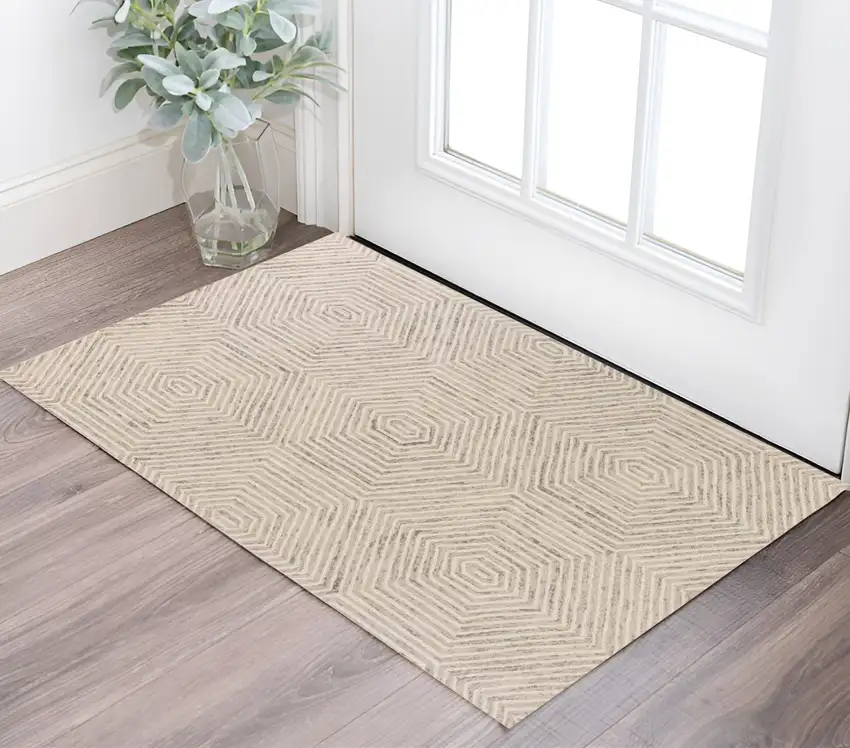 Ivory Wool Hand Tufted Area Rug Photo 1