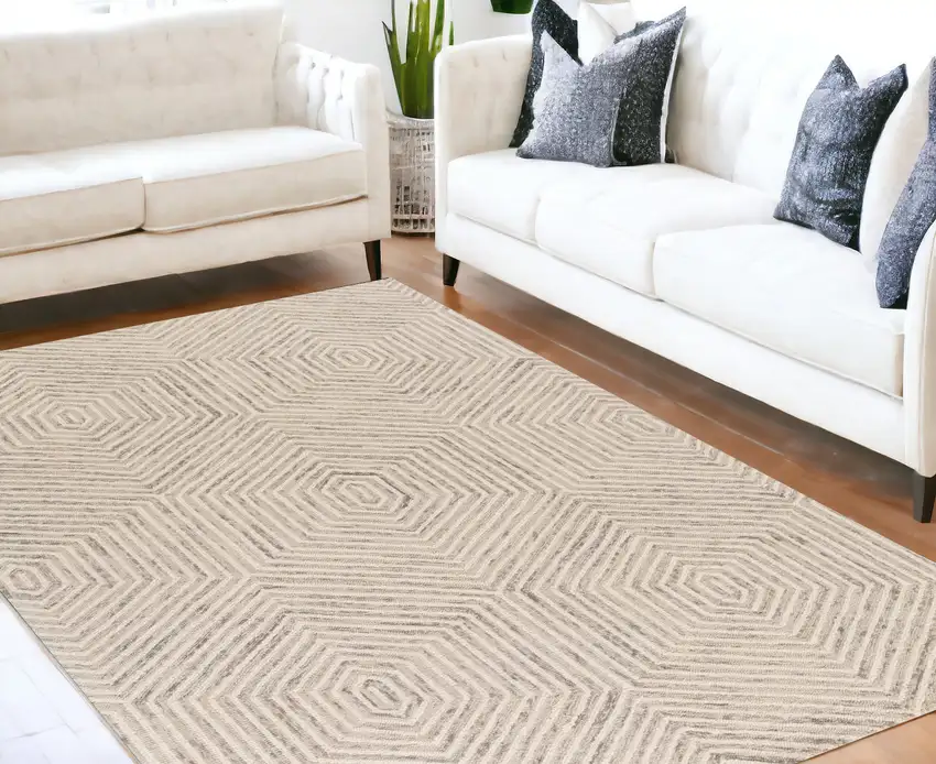 Wool Ivory  Area Rug Photo 1