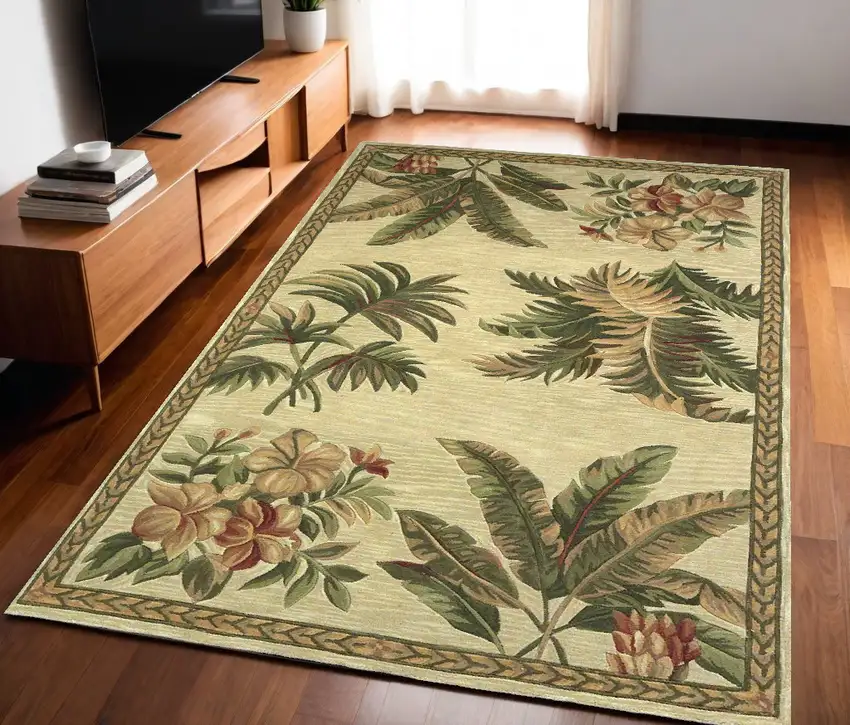 Wool Ivory  Area Rug Photo 1