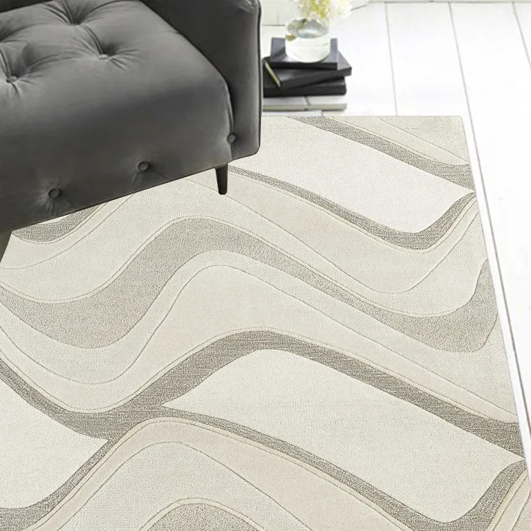 Wool Ivory  Area Rug Photo 5