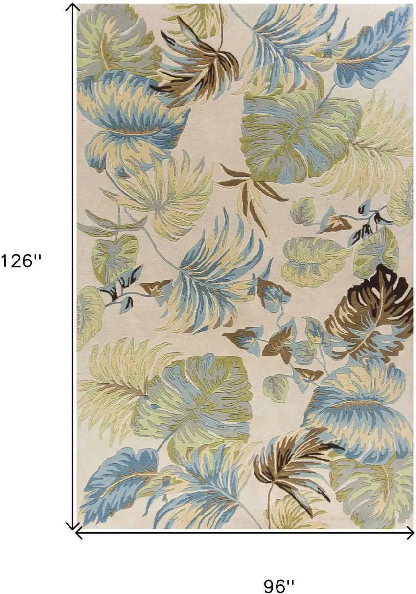 6 Wool Ivory Or Blue Area Rug Photo 8