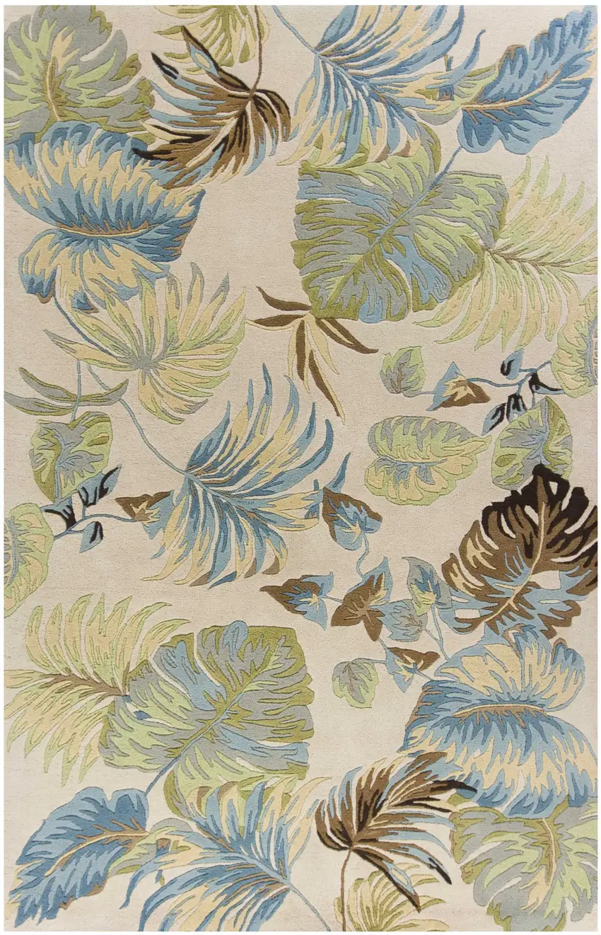 6 Wool Ivory Or Blue Area Rug Photo 1