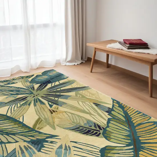 Wool Ivory Or Teal Area Rug Photo 2