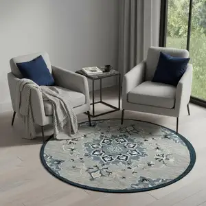 Photo of Wool Medallion Hand Tufted Round Rug