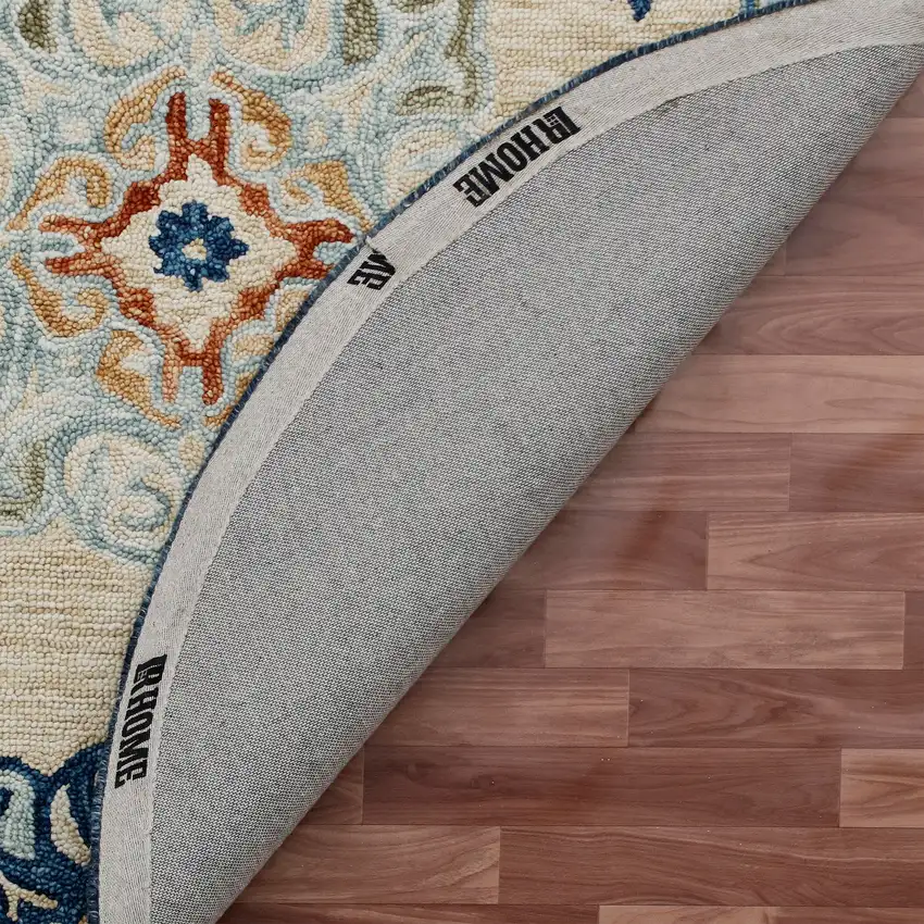 Wool Medallion Hand Tufted Round Rug Photo 7