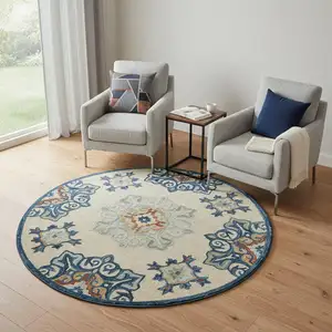 Photo of Wool Medallion Hand Tufted Round Rug