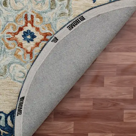 Wool Medallion Hand Tufted Washable Round Rug Photo 8