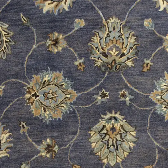 Dark Gray Green And Brown Wool Floral Hand Tufted Area Rug Photo 5