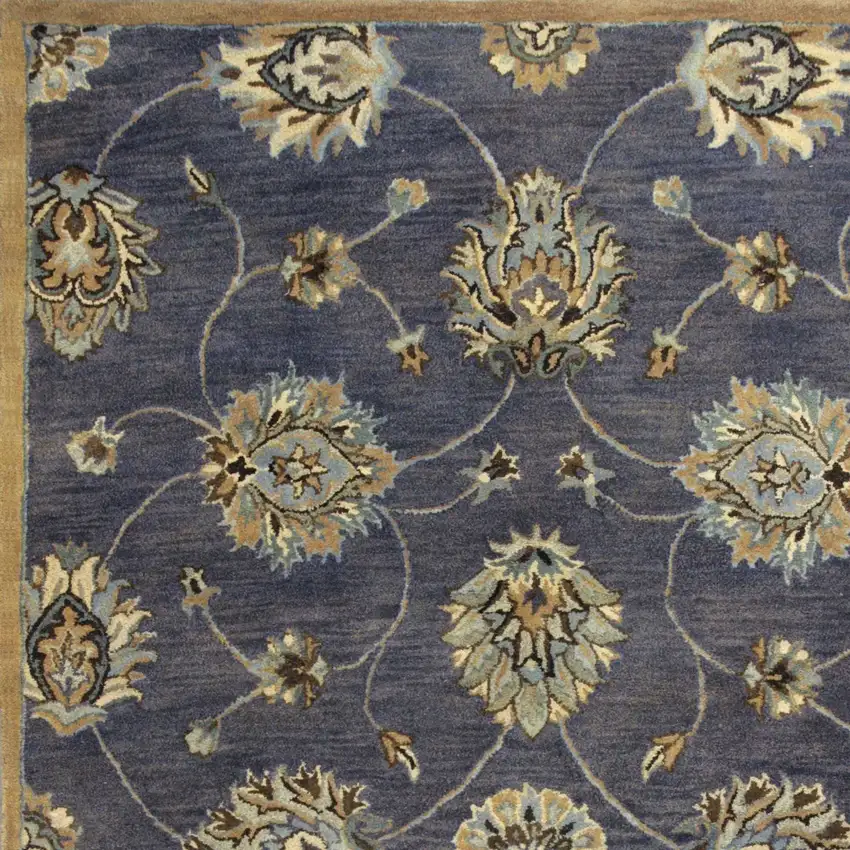 Dark Gray Green And Brown Wool Floral Hand Tufted Area Rug Photo 6