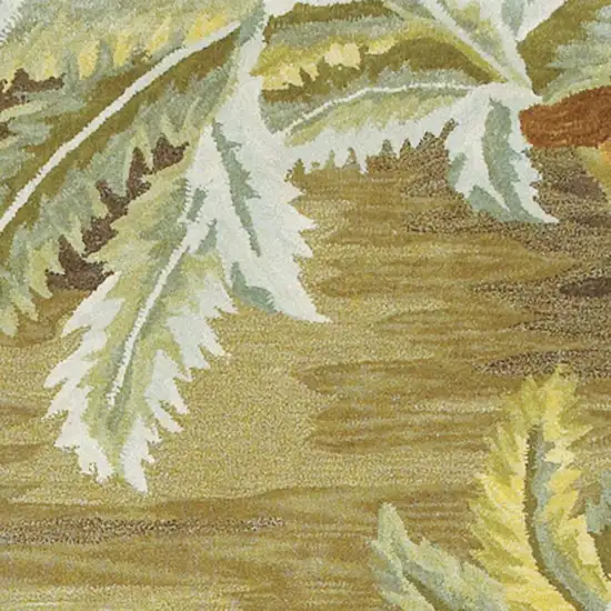 Moss Green And Yellow Wool Tropical Botanical Hand Tufted Area Rug Photo 5