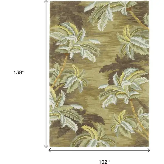 Moss Green And Yellow Wool Tropical Botanical Hand Tufted Area Rug Photo 3