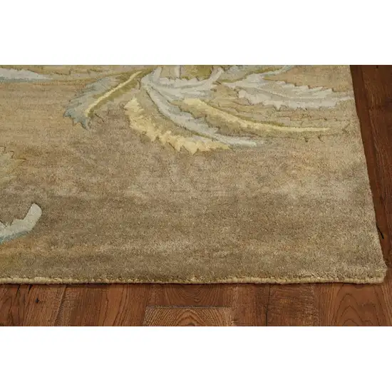 Moss Green And Yellow Wool Tropical Botanical Hand Tufted Area Rug Photo 6